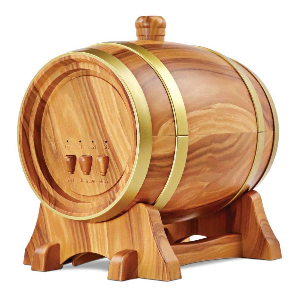 Essential Oil Aroma Diffuser - 350ml Barrel Wood Ultrasonic Air Mist Humidifier - Appliances > Aroma Diffusers &