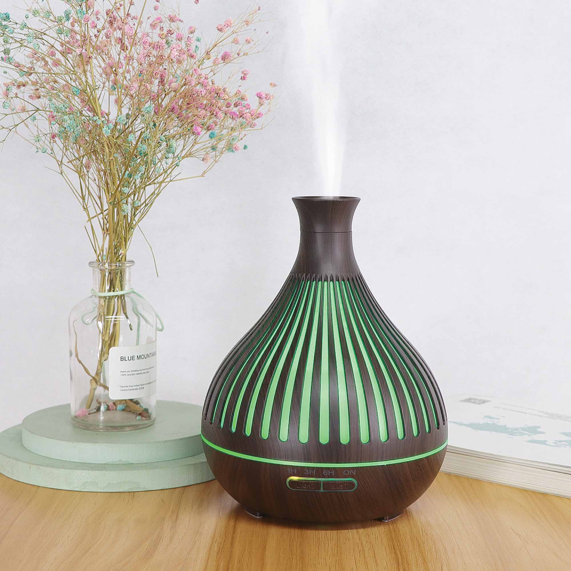 Essential Oil Aroma Diffuser - 400ml Remote Dark Wood Ultrasonic Mist Humidifier - Appliances > Aroma Diffusers &