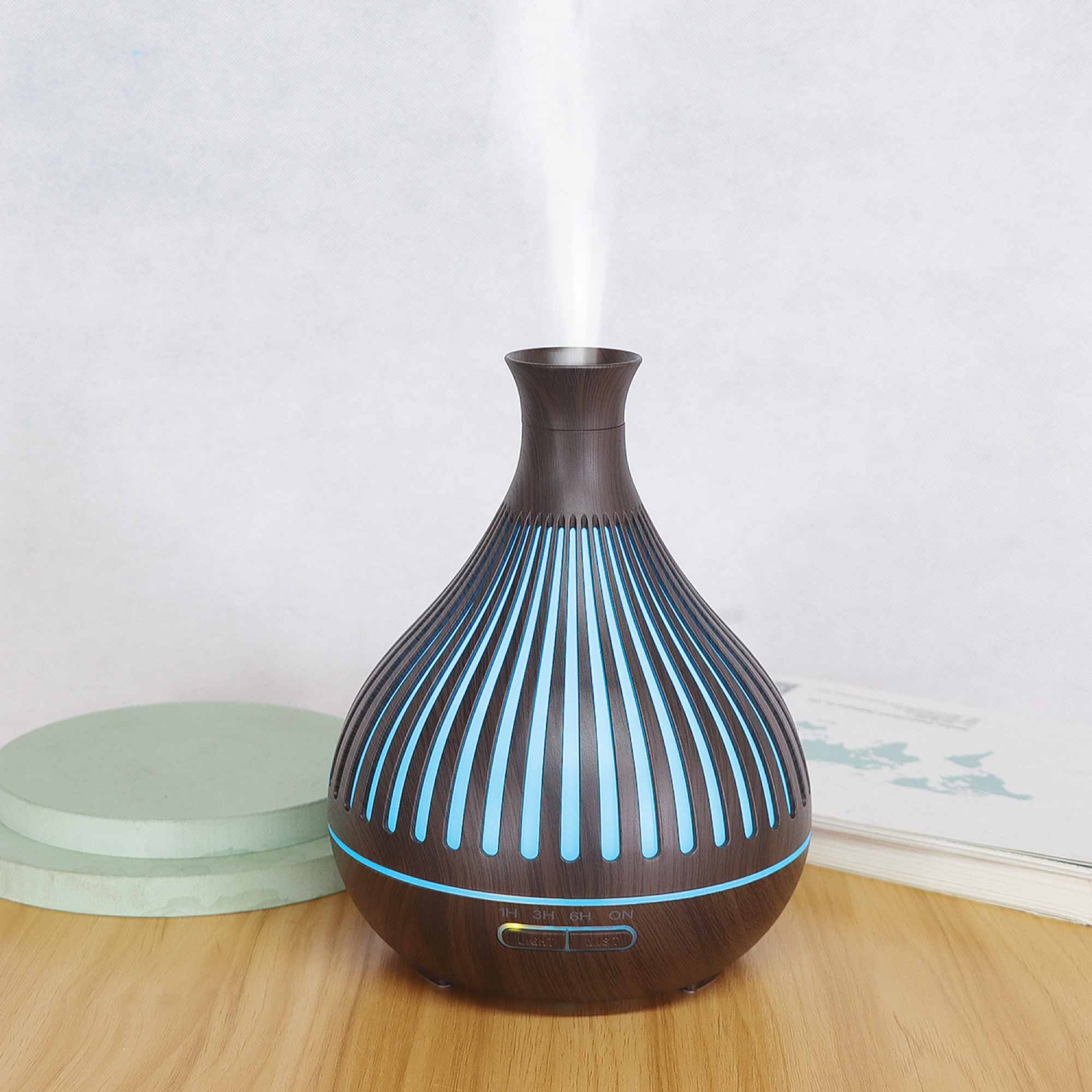 Essential Oil Aroma Diffuser - 400ml Remote Dark Wood Ultrasonic Mist Humidifier - Appliances > Aroma Diffusers &