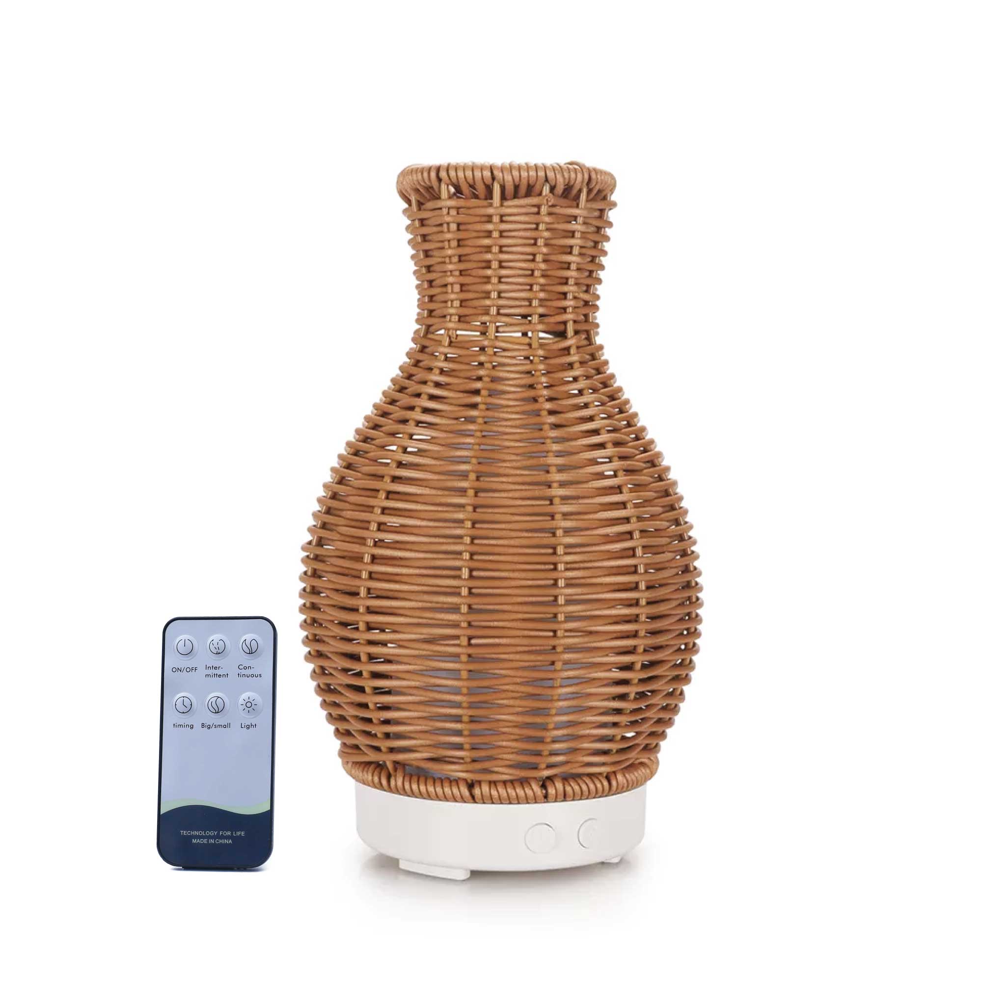 Essential Oil Aroma Diffuser and Remote - 100ml Rattan Vase Mist Humidifier - Appliances > Aroma Diffusers &