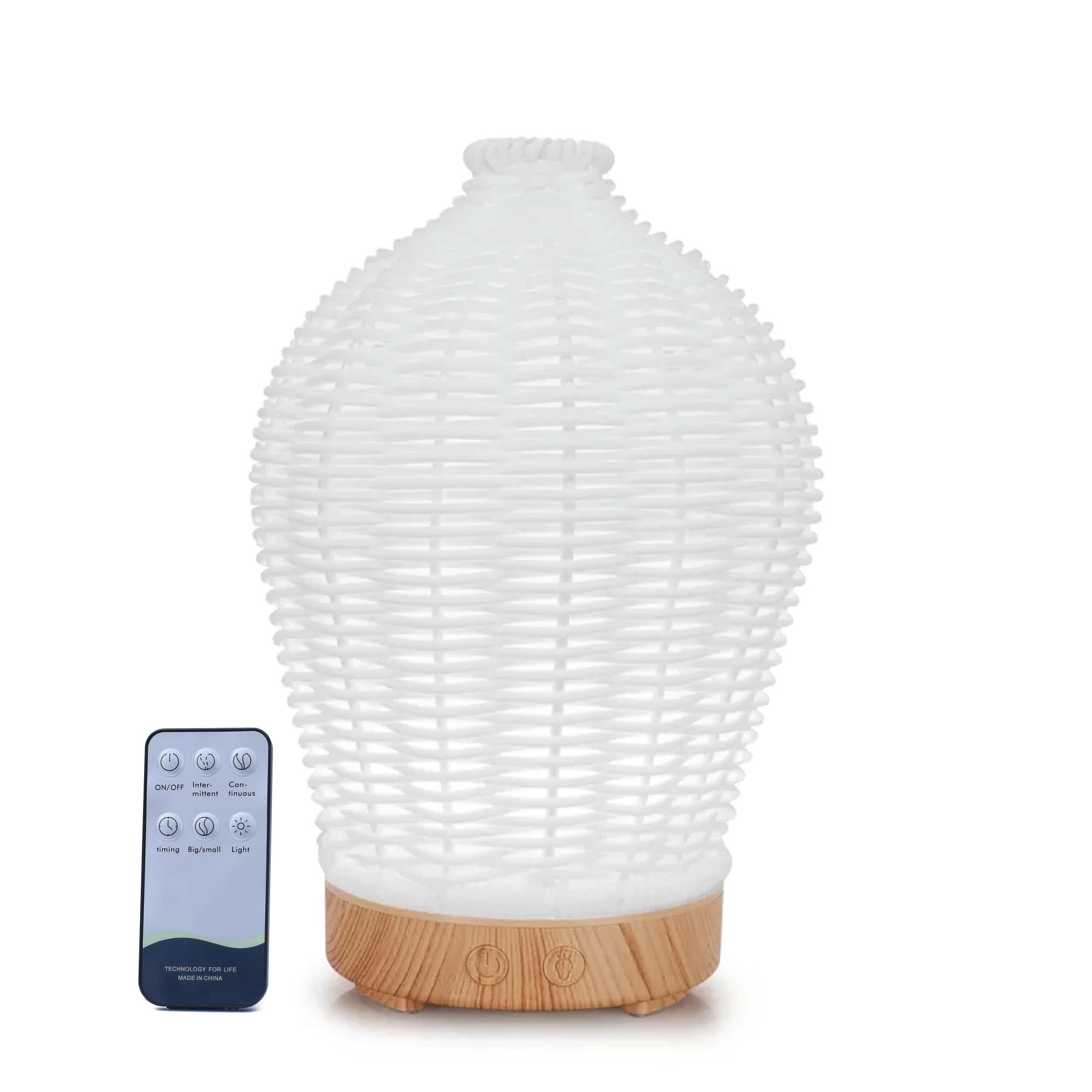 Essential Oil Aroma Diffuser and Remote - 100ml Rattan White Mist Humidifier - Appliances > Aroma Diffusers &