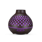 Essential Oil Aroma Diffuser and Remote - 400ml Hollowed Wood Mist Humidifier - Appliances > Aroma Diffusers &