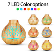 Essential Oil Aroma Diffuser and Remote - 400ml Hollowed Wood Mist Humidifier - Appliances > Aroma Diffusers &