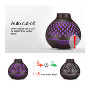 Essential Oil Aroma Diffuser and Remote - 400ml Hollowed Wood Mist Humidifier - Appliances > Aroma Diffusers &