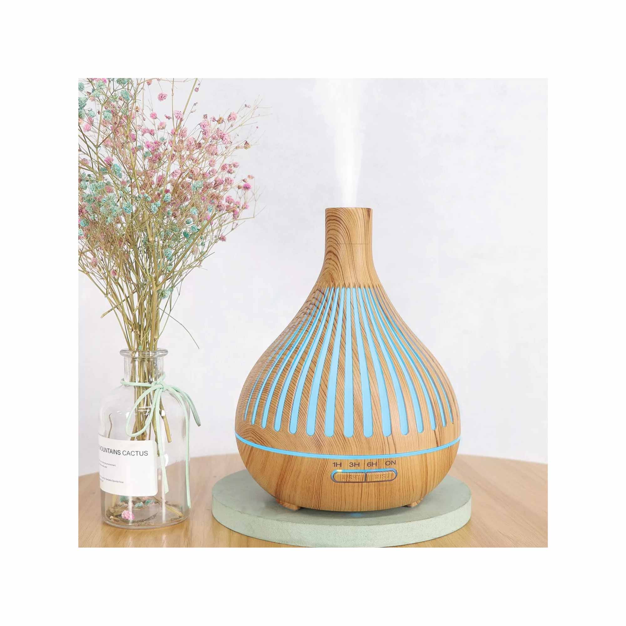 Essential Oil Aroma Diffuser and Remote - 400ml Narrow Top Wood Mist Humidifier - Appliances > Aroma Diffusers &