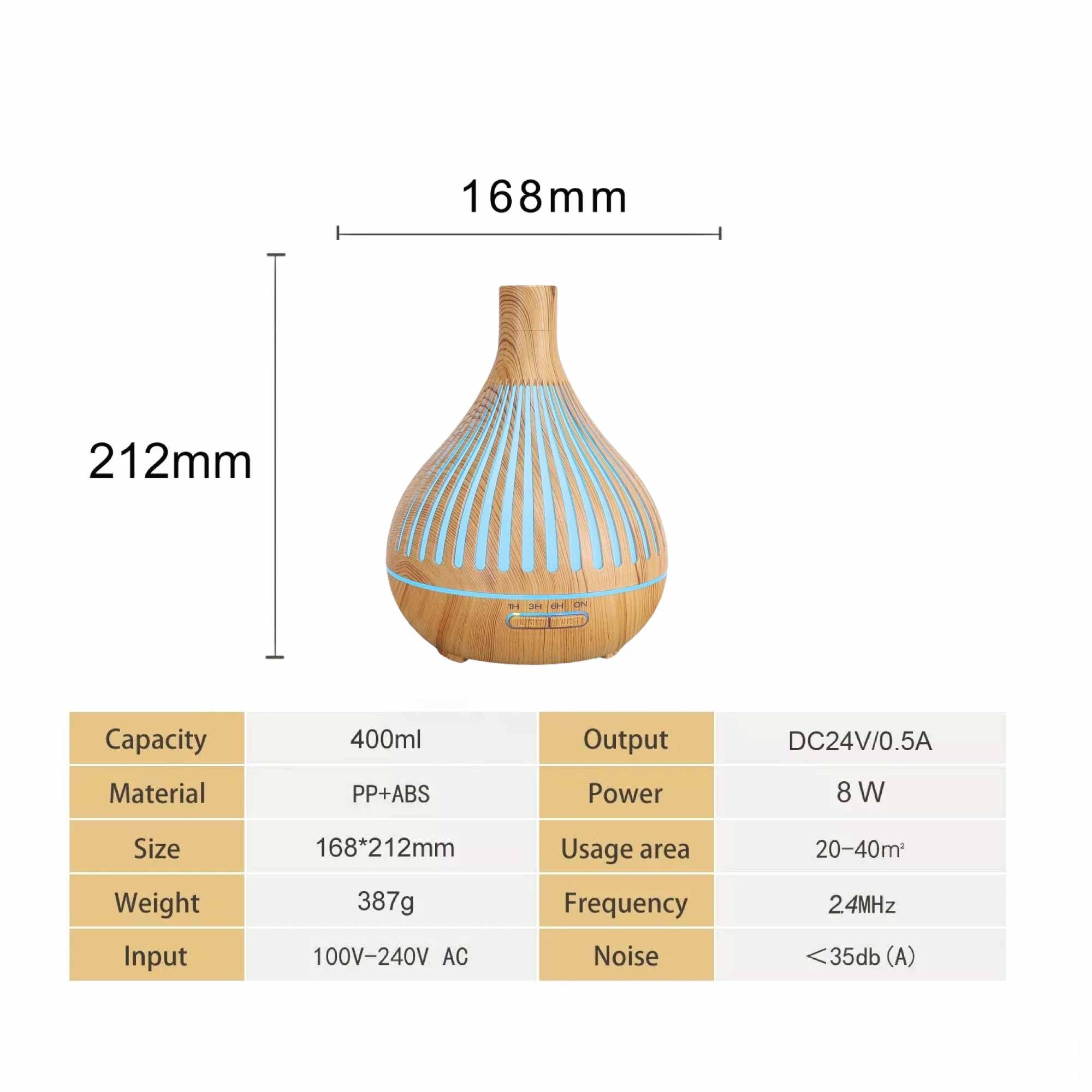 Essential Oil Aroma Diffuser and Remote - 400ml Narrow Top Wood Mist Humidifier - Appliances > Aroma Diffusers &