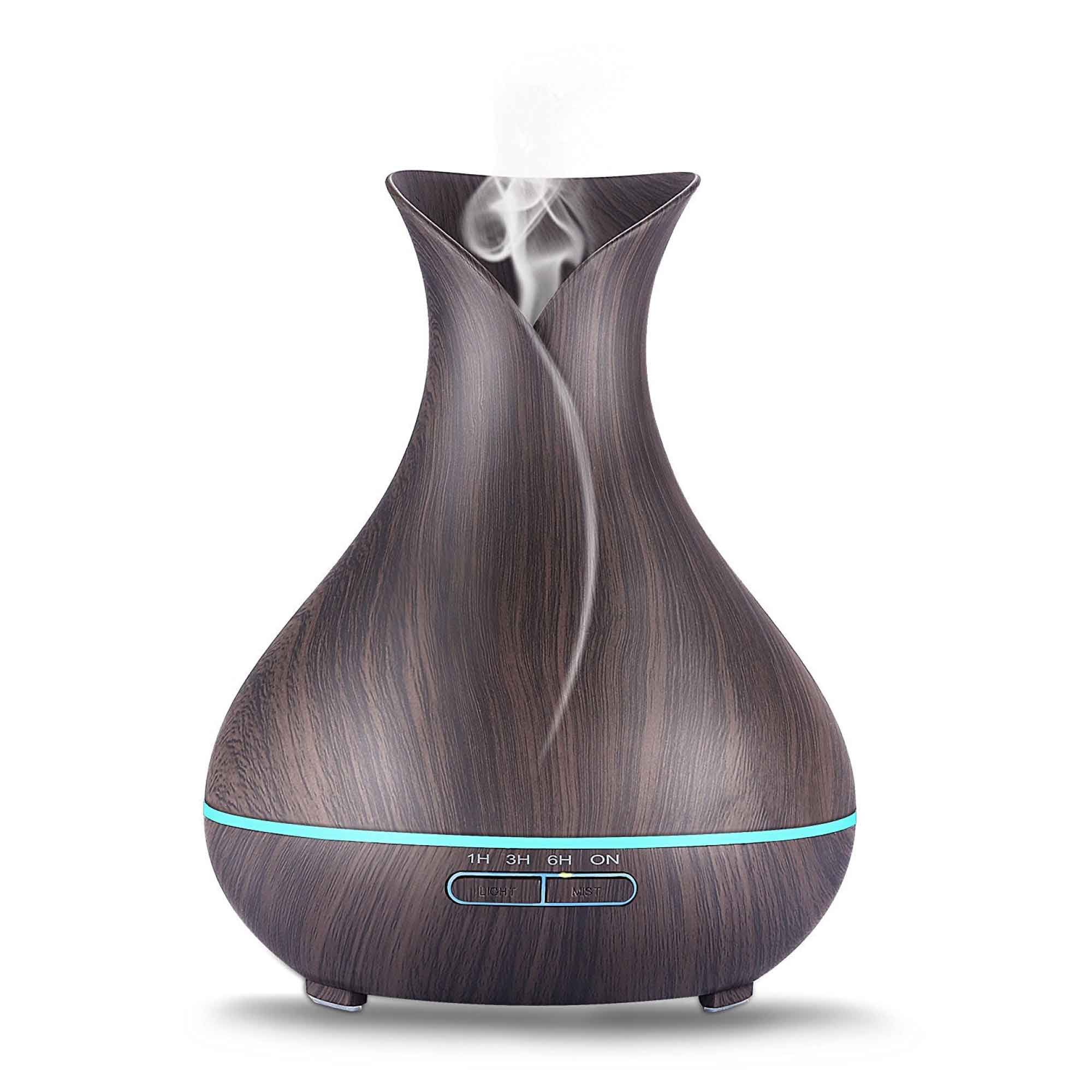 Essential Oil Aroma Diffuser and Remote - 400ml Tulip Dark Ultrasonic Humidifier - Appliances > Aroma Diffusers &