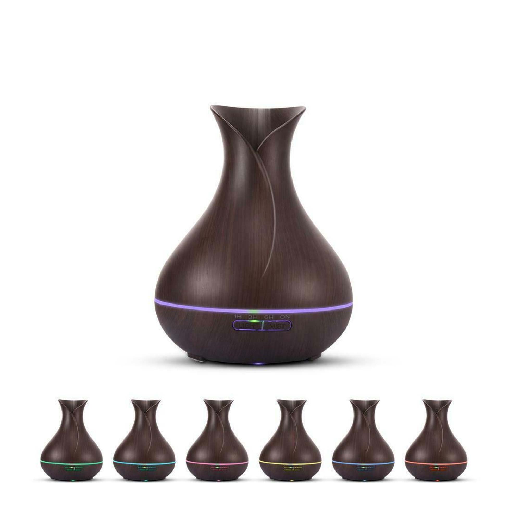 Essential Oil Aroma Diffuser and Remote - 400ml Tulip Dark Ultrasonic Humidifier - Appliances > Aroma Diffusers &