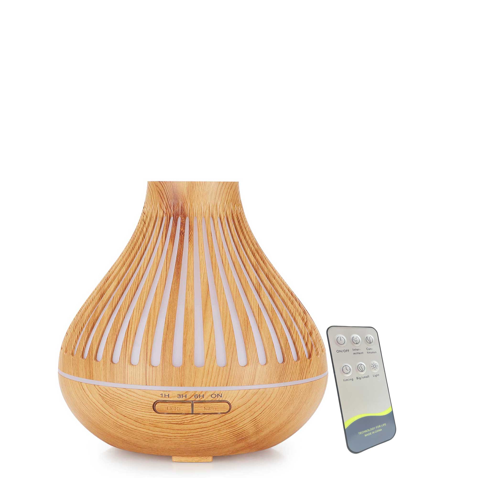 Essential Oil Aroma Diffuser and Remote - 500ml Flat Top Wood Mist Humidifier - Appliances > Aroma Diffusers &