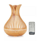 Essential Oil Aroma Diffuser and Remote - 500ml Flower Top Wood Mist Humidifier - Appliances > Aroma Diffusers &