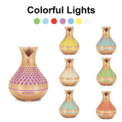 Essential Oil Aroma Diffuser and Remote - 500ml Vase Tulip Wood Mist Humidifier - Appliances > Aroma Diffusers &