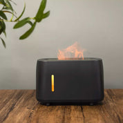 Black tabletop Essential Oil Aroma Diffuser with orange flames in grey 240ml flame style mist