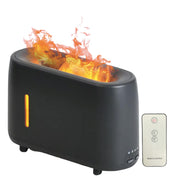 Black toaster with flames and remote beside Grey 240ml Flame Oil Aroma Diffuser