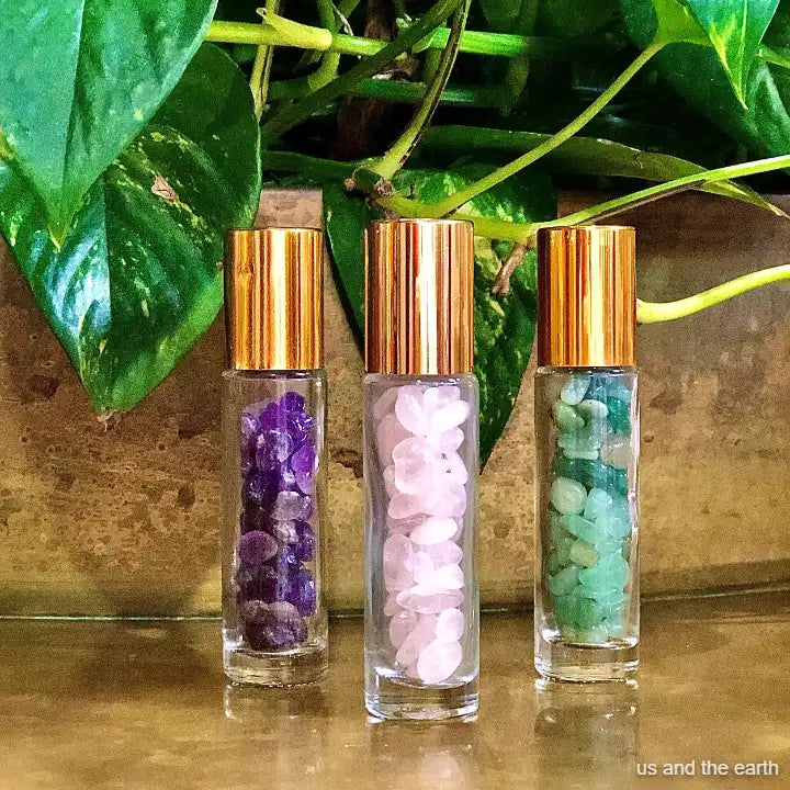 Essential Oil Crystal Gemstone Roller Bottle - Health & Beauty > Massage & Relaxation > Massage Oils