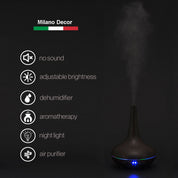 Essential Oil Diffuser Ultrasonic Humidifier Aromatherapy LED Light 200ML 3 Oils - Dark Wood Grain - Appliances > Aroma
