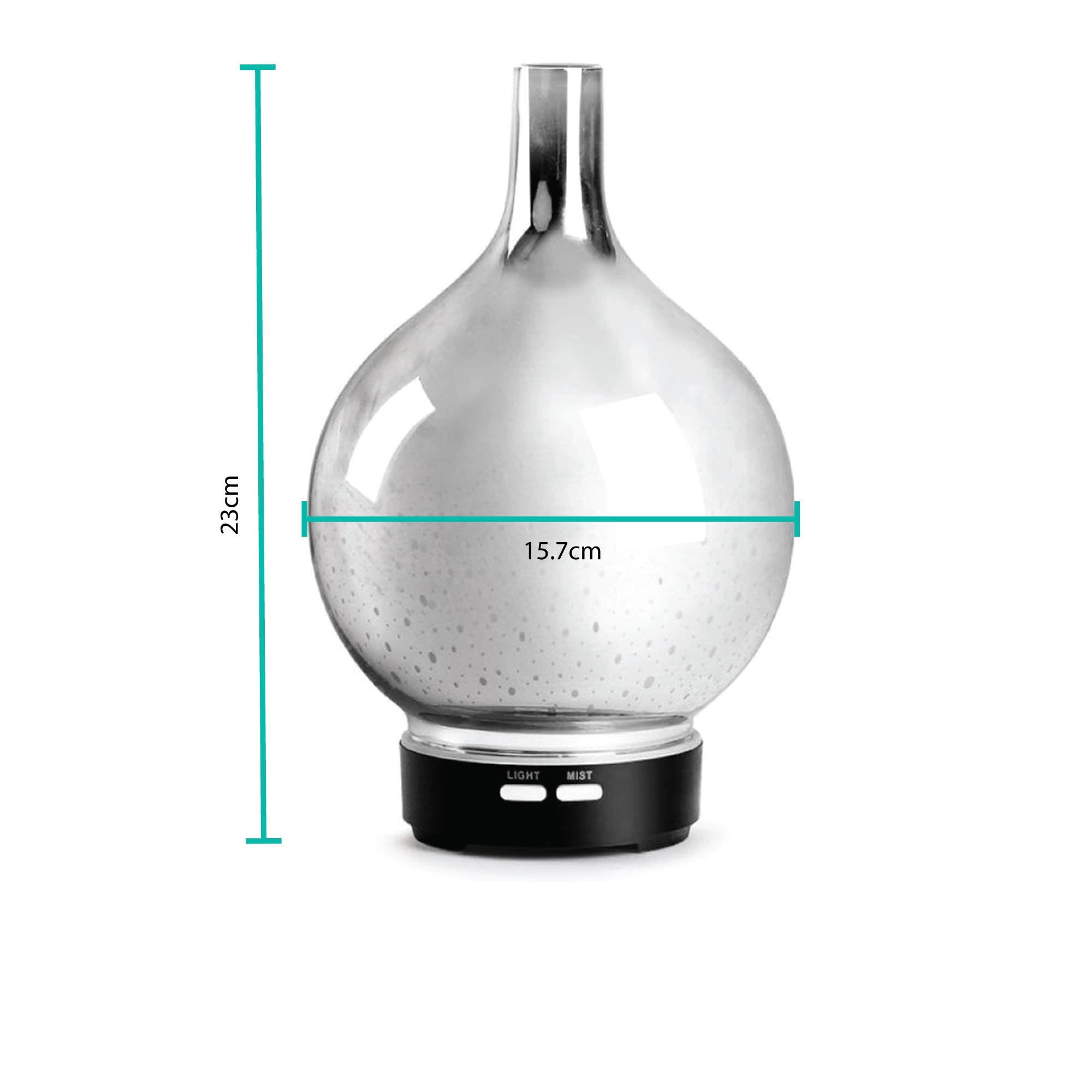 Glass diffuser with round body and narrow neck for essential oils in ultrasonic aroma mist