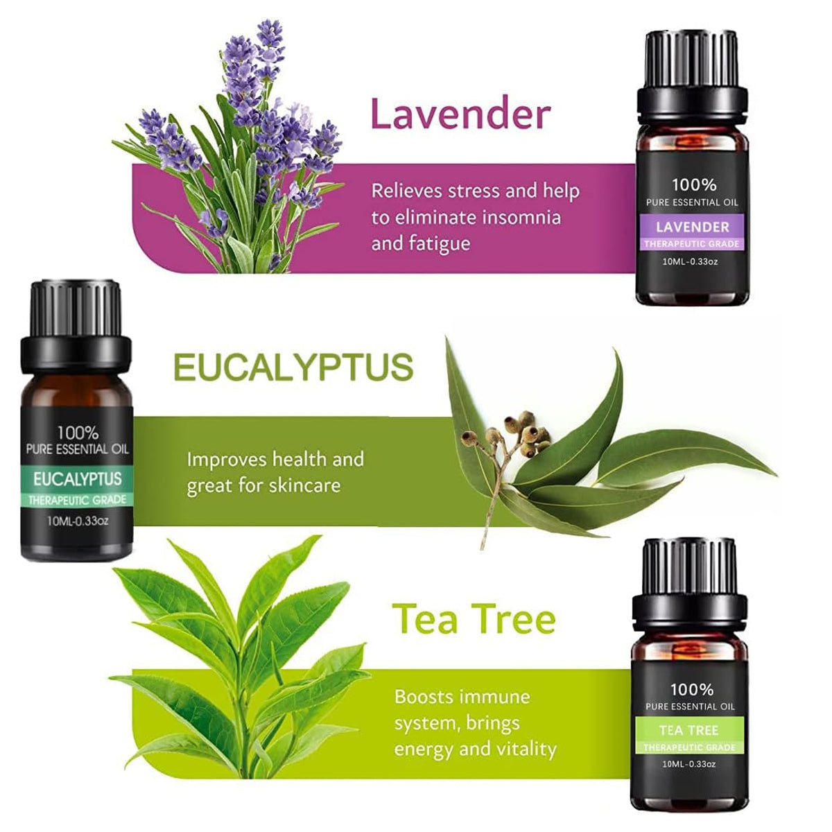 Essential Oil Set 6 Bottles Plant Aromatherapy Oils Natural Scent for Diffuser - Appliances > Aroma Diffusers &