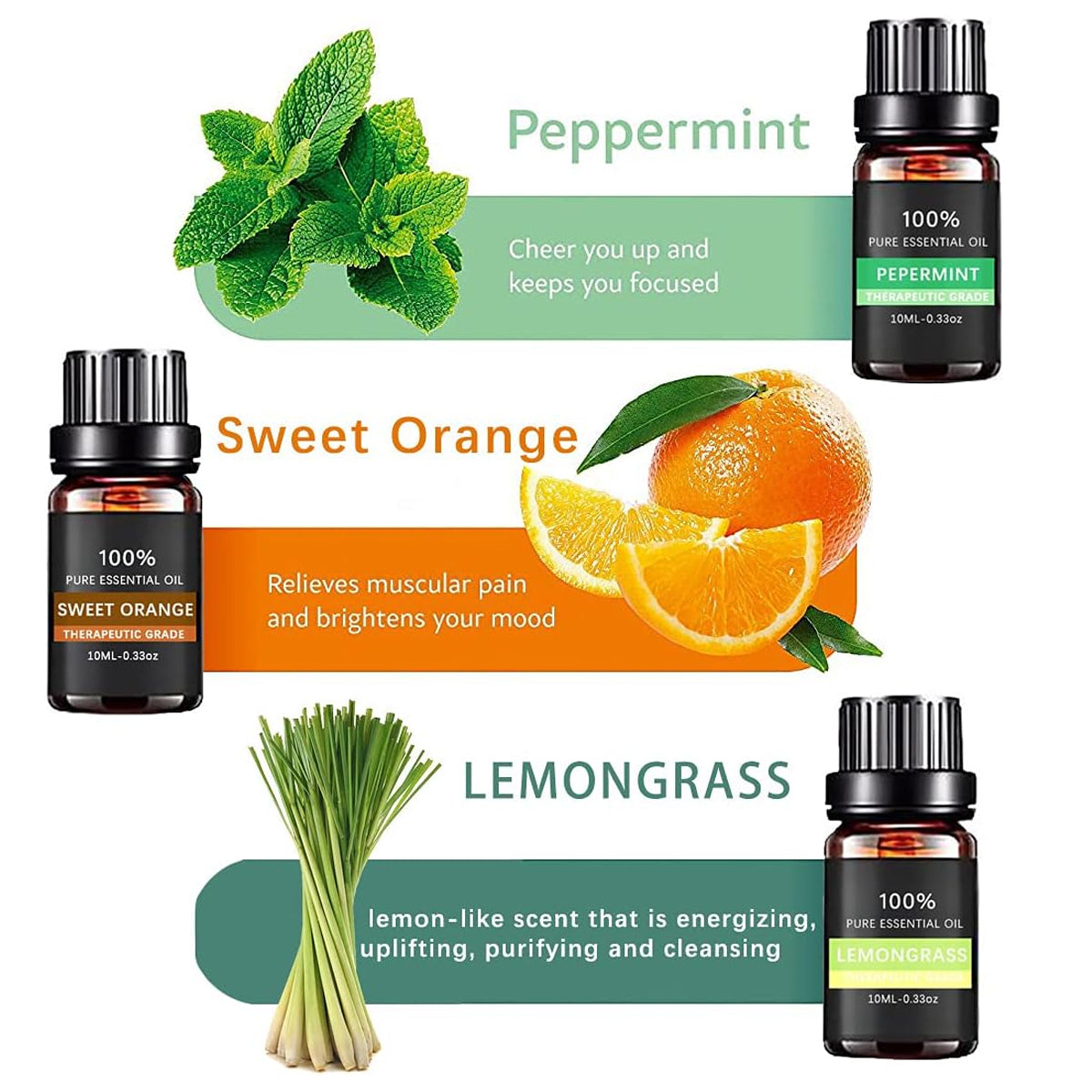 Essential Oil Set 6 Bottles Plant Aromatherapy Oils Natural Scent for Diffuser - Appliances > Aroma Diffusers &