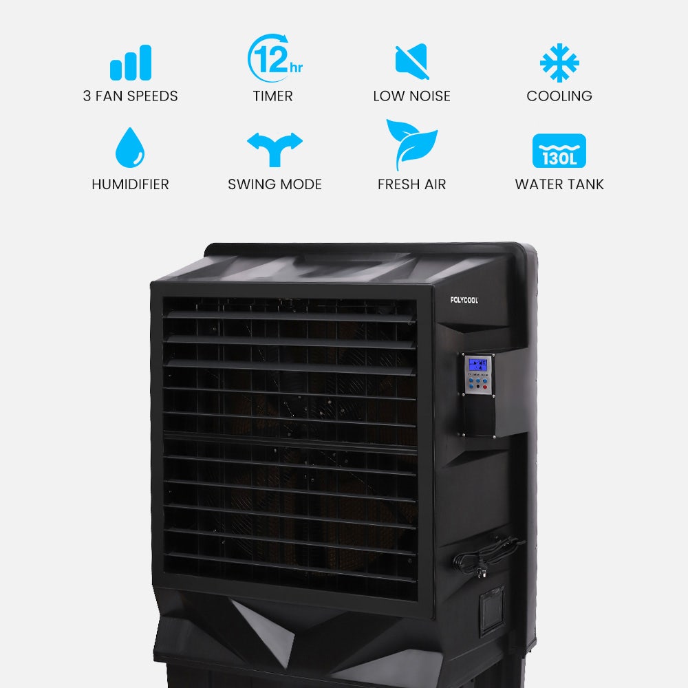 POLYCOOL 130L 750W Evaporative Air Cooler Commercial Industrial Grade Remote Control Purifier Fan - Appliances > Air
