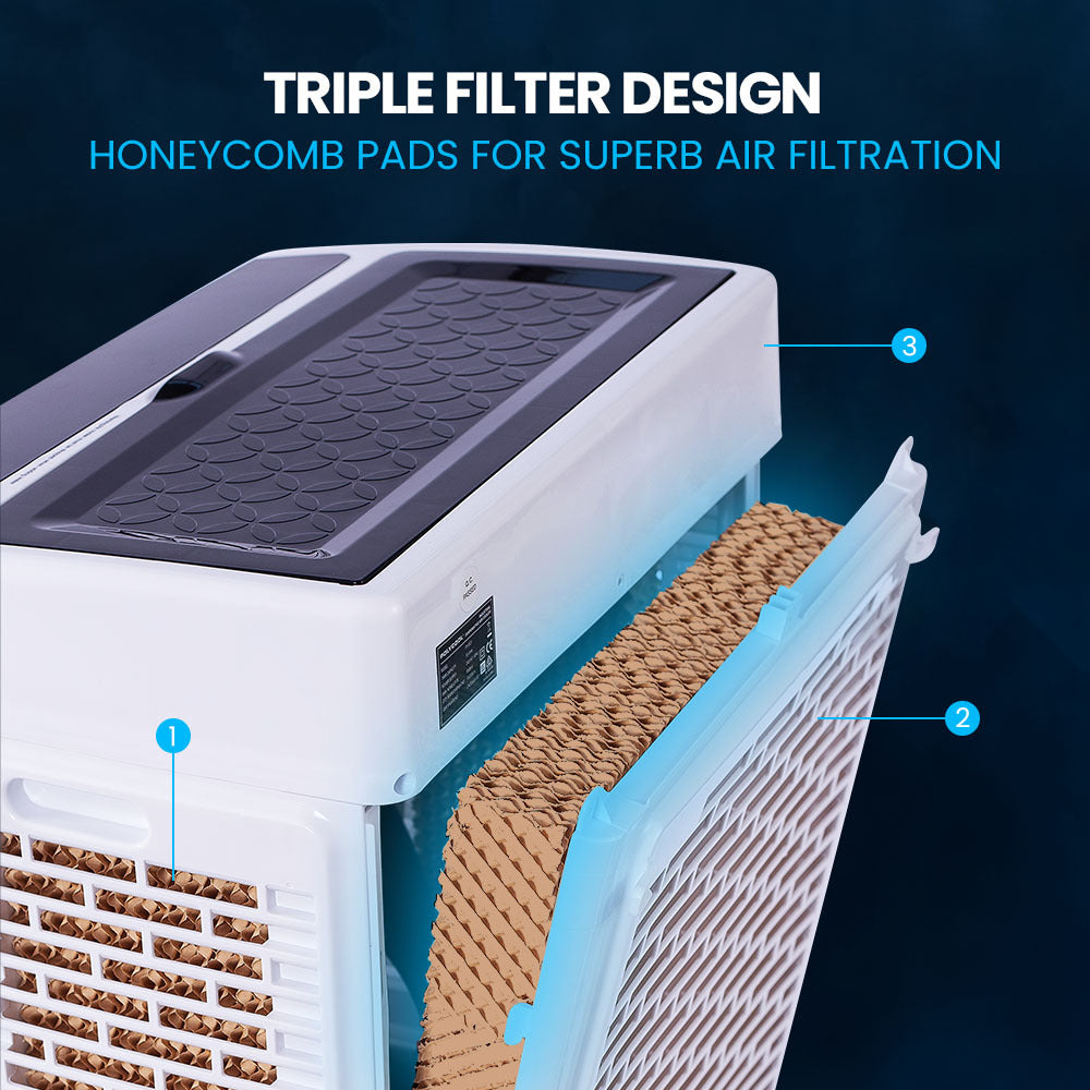 POLYCOOL 30L Evaporative Air Cooler Portable Industrial Fan Purifier Humidifier Remote Control - Appliances > Air