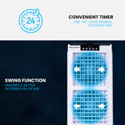 POLYCOOL 35L 220W Portable Evaporative Air Cooler 24 Hour Timer 4 in 1 Cooling Fan w/ Remote - Appliances > Air