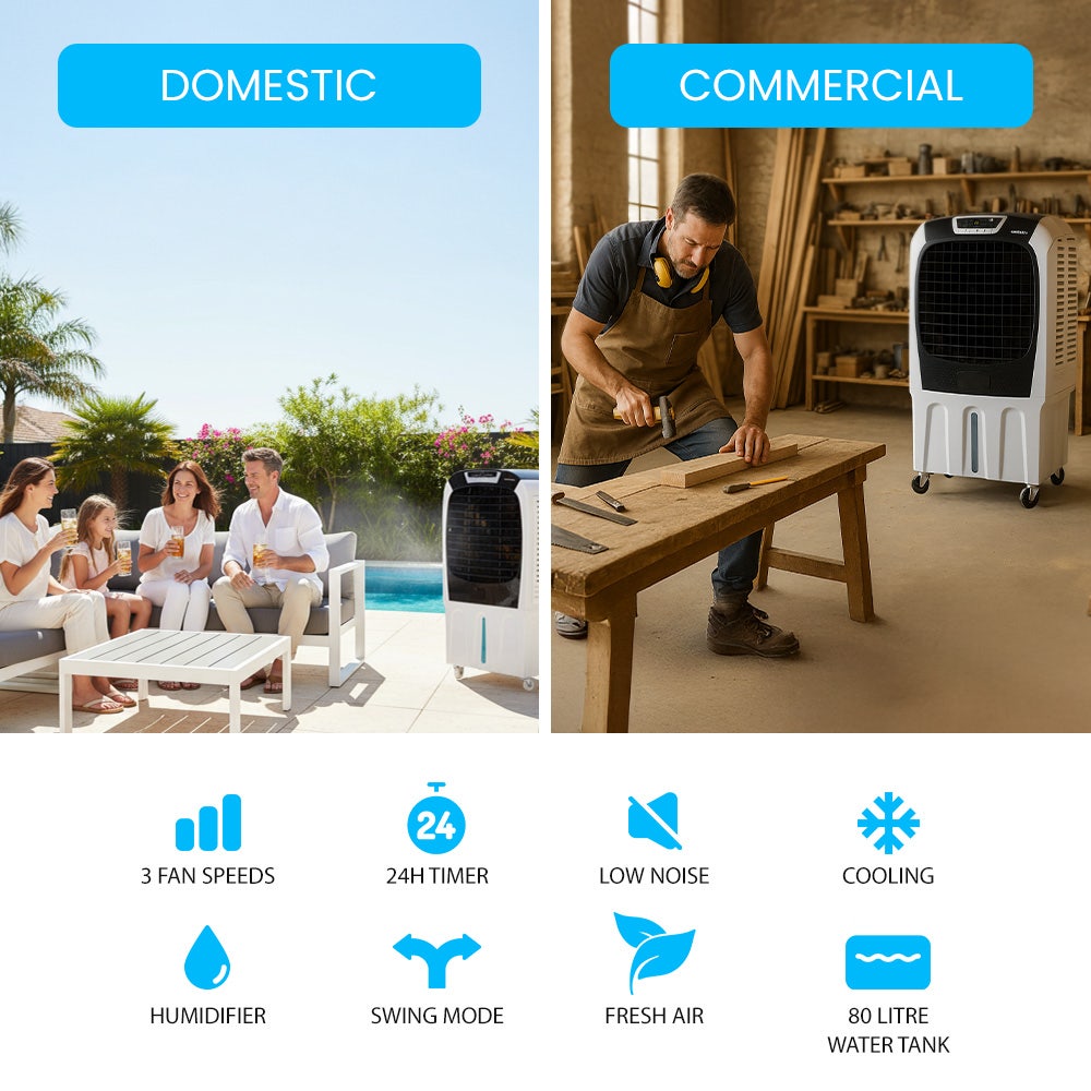 POLYCOOL 450W 80L Evaporative Air Cooler Commercial Grade Remote Control Fan - Appliances > Air Conditioners >