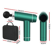 Metallic green Everfit Massage Gun with smart touch LED display and black carrying case