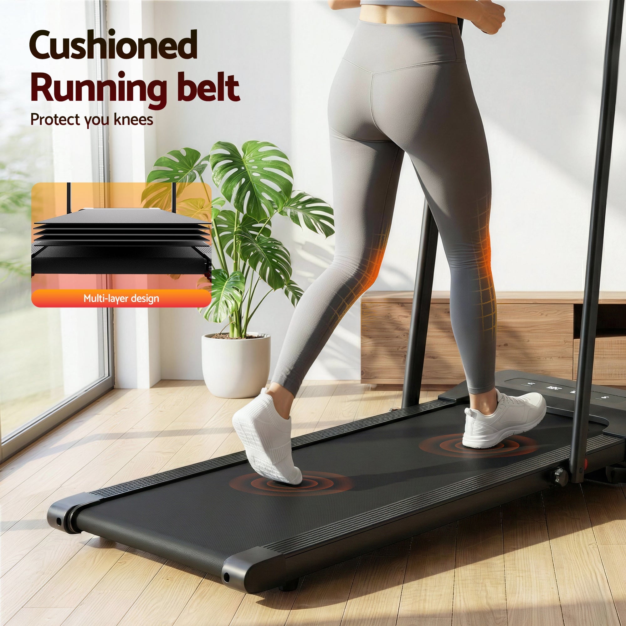 Everfit Treadmill Electric Walking Pad Under Desk Home Gym Fitness 380mm Black