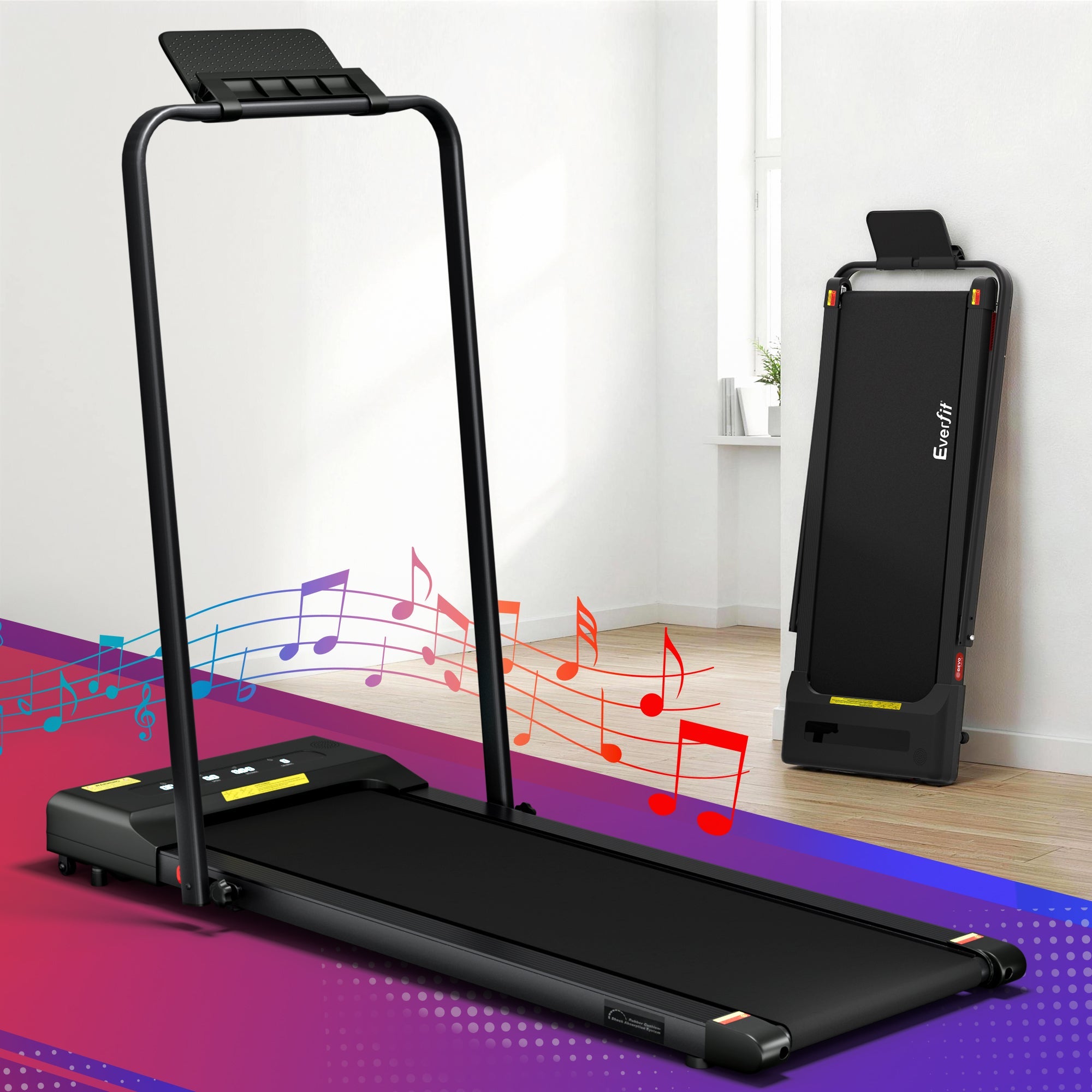 Everfit Treadmill Electric Walking Pad Under Desk Home Gym Fitness 380mm Black