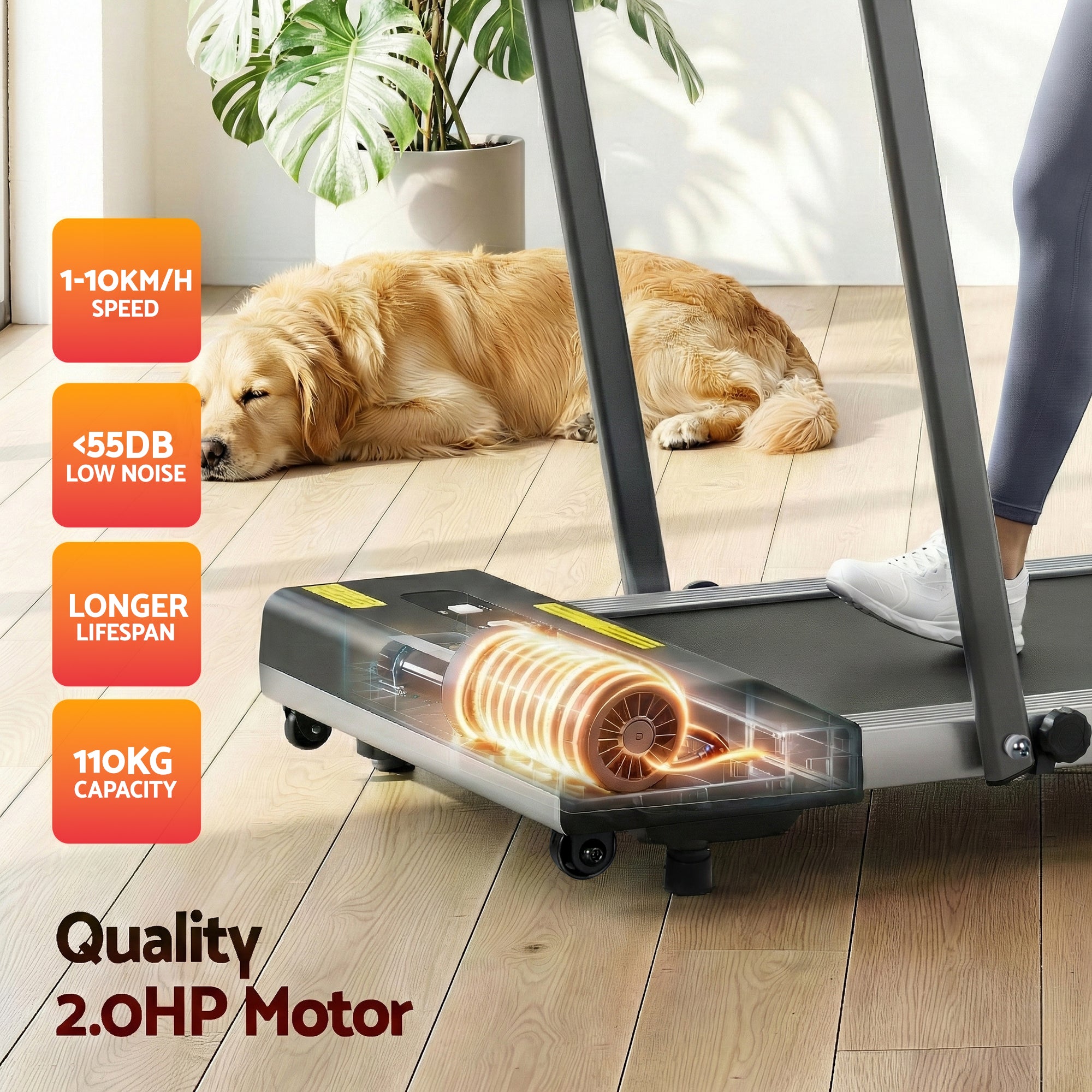 Everfit Treadmill Electric Walking Pad Under Desk Home Gym Fitness 380mm Grey