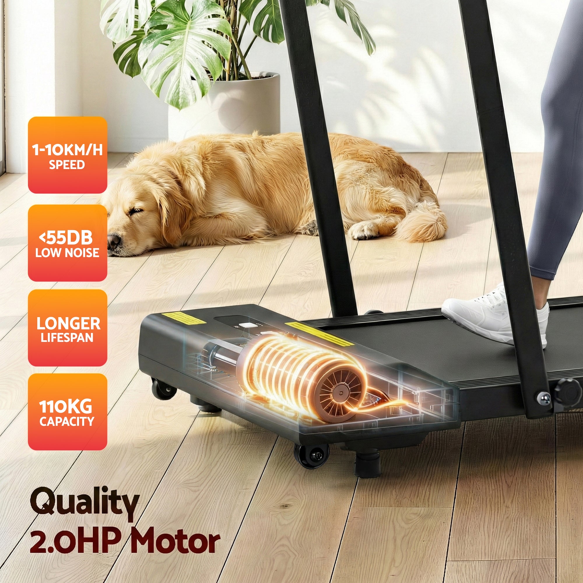 Everfit Treadmill Electric Walking Pad Under Desk Home Gym Fitness 380mm Black