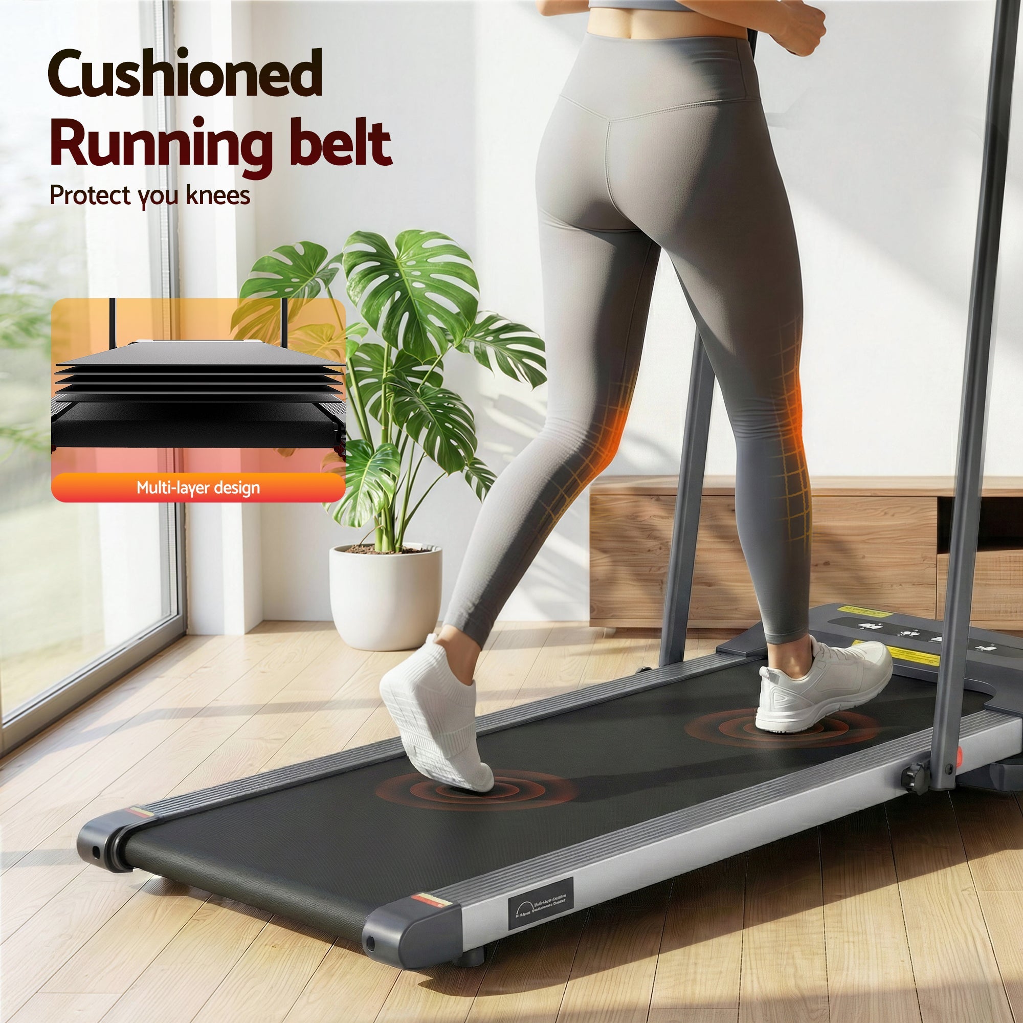 Everfit Treadmill Electric Walking Pad Under Desk Home Gym Fitness 380mm Grey