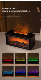 Fireplace Flame Effect Premium Aromatherapy Diffuser & Humidifier with 7-Colour Light, Timer & Remote Control(White)