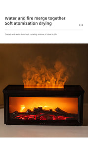 Fireplace Flame Effect Premium Aromatherapy Diffuser & Humidifier with 7-Colour Light, Timer & Remote Control(Dark Wood Grain)