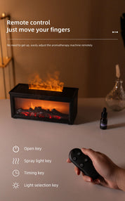 Fireplace Flame Effect Premium Aromatherapy Diffuser & Humidifier with 7-Colour Light, Timer & Remote Control(Dark Wood Grain)