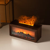 Fireplace Flame Effect Premium Aromatherapy Diffuser & Humidifier with 7-Colour Light, Timer & Remote Control(Dark Wood Grain)