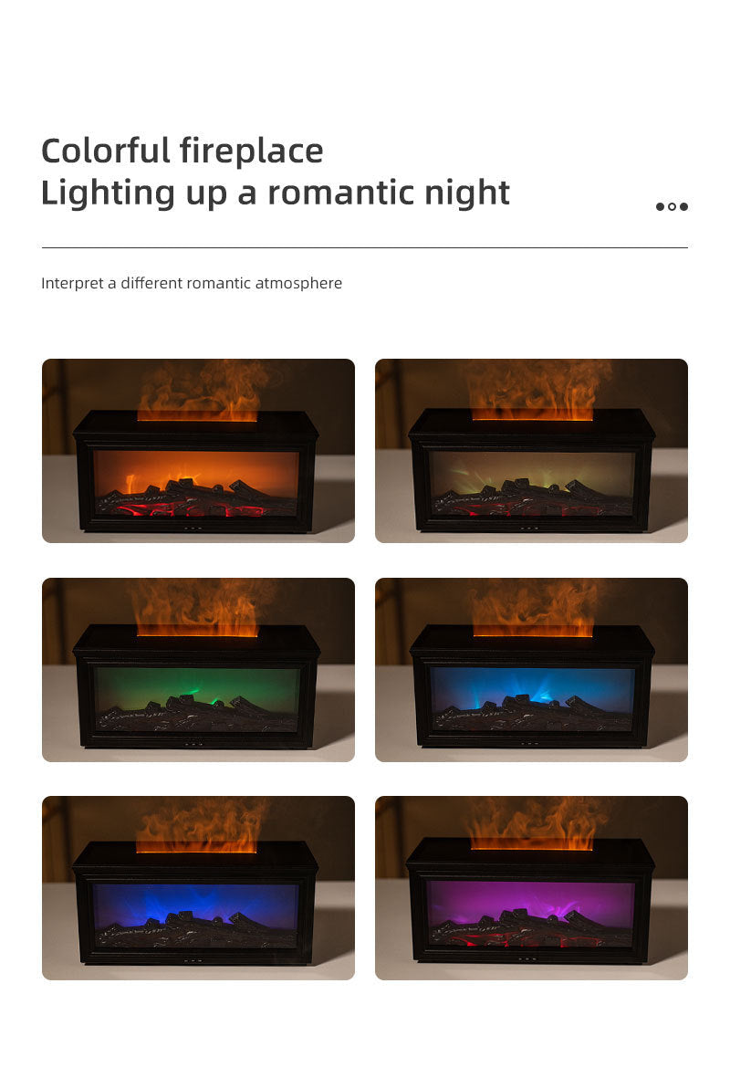 Fireplace Flame Effect Premium Aromatherapy Diffuser & Humidifier with 7-Colour Light, Timer & Remote Control(black)