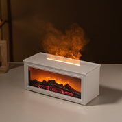 Fireplace Flame Effect Premium Aromatherapy Diffuser & Humidifier with 7-Colour Light, Timer & Remote Control(White)