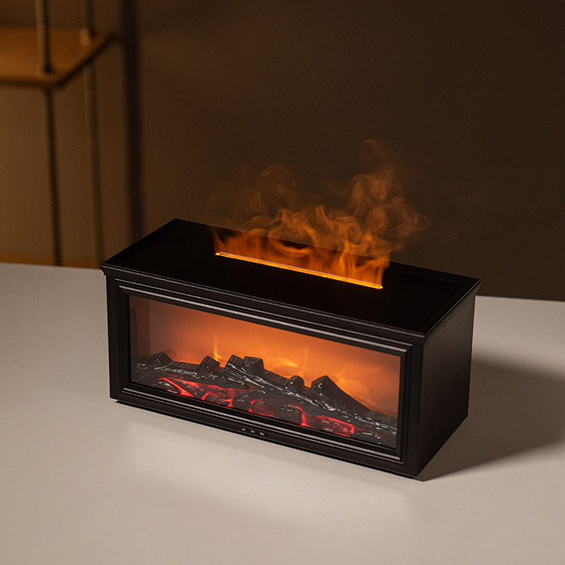 Fireplace Flame Effect Premium Aromatherapy Diffuser & Humidifier with 7-Colour Light, Timer & Remote Control(black)
