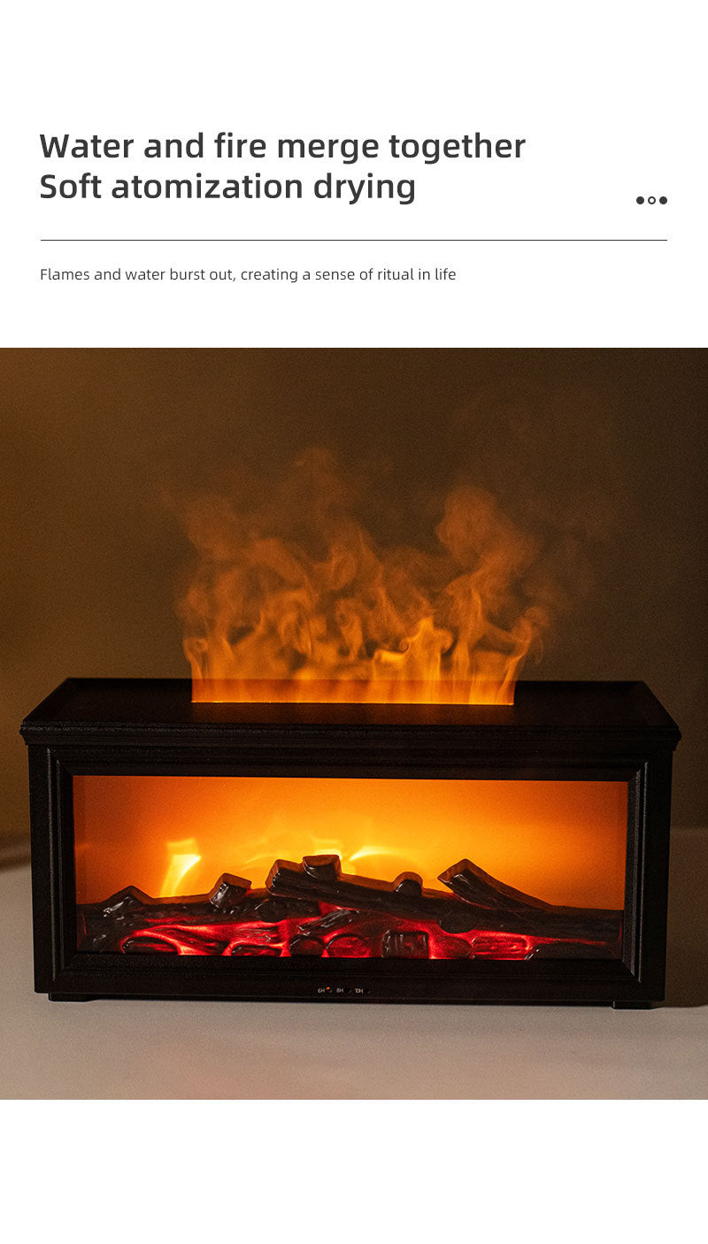 Fireplace Flame Effect Premium Aromatherapy Diffuser & Humidifier with 7-Colour Light, Timer & Remote Control(White)