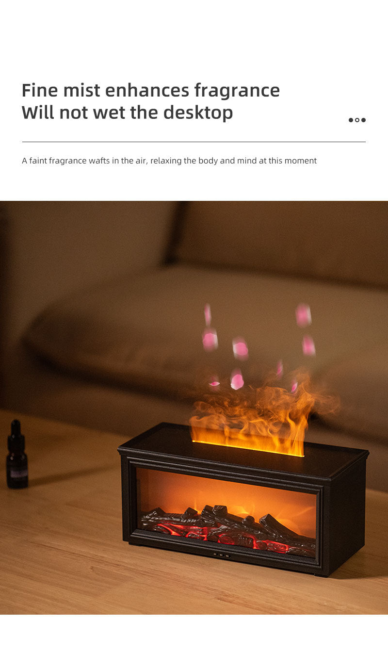 Fireplace Flame Effect Premium Aromatherapy Diffuser & Humidifier with 7-Colour Light, Timer & Remote Control(White)