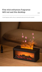 Fireplace Flame Effect Premium Aromatherapy Diffuser & Humidifier with 7-Colour Light, Timer & Remote Control(White)
