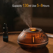 Flame Mountain Premium Aromatherapy Diffuser - 7-Color LED Light, 130ml Capacity, Ultrasonic Mist Maker for Home or Office, White