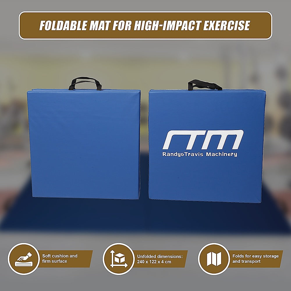 Folding Blue Exercise Mat – Gymnastics, Martial Arts, Yoga, Karate & Judo Training