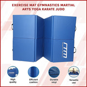 Folding Blue Exercise Mat – Gymnastics, Martial Arts, Yoga, Karate & Judo Training