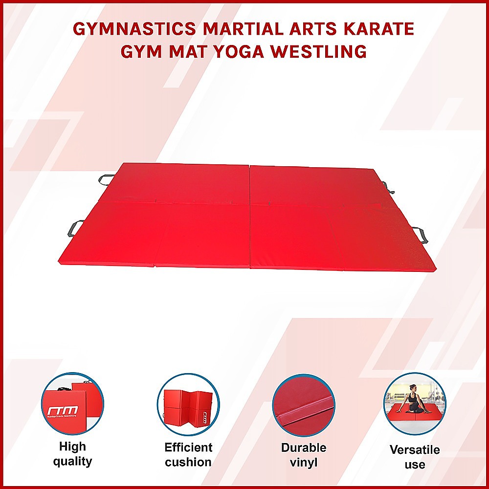 Folding Red Exercise Mat – Gymnastics, Martial Arts, Yoga, Karate & Judo Training