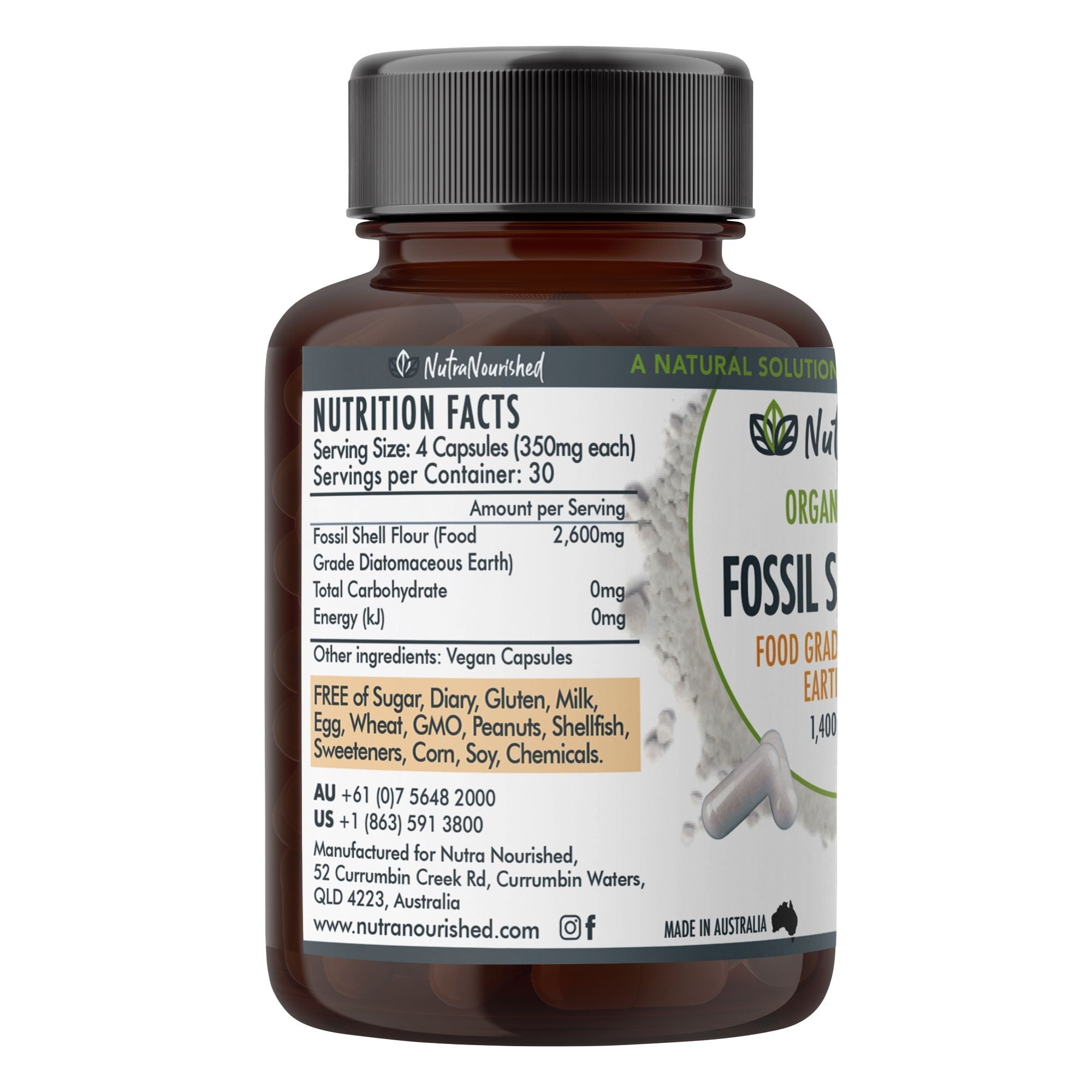 Fossil Shell Flour Capsules (vegan)- Food Grade Diatomaceous Earth 120 caps - Health & Beauty > Nutrition & Supplements