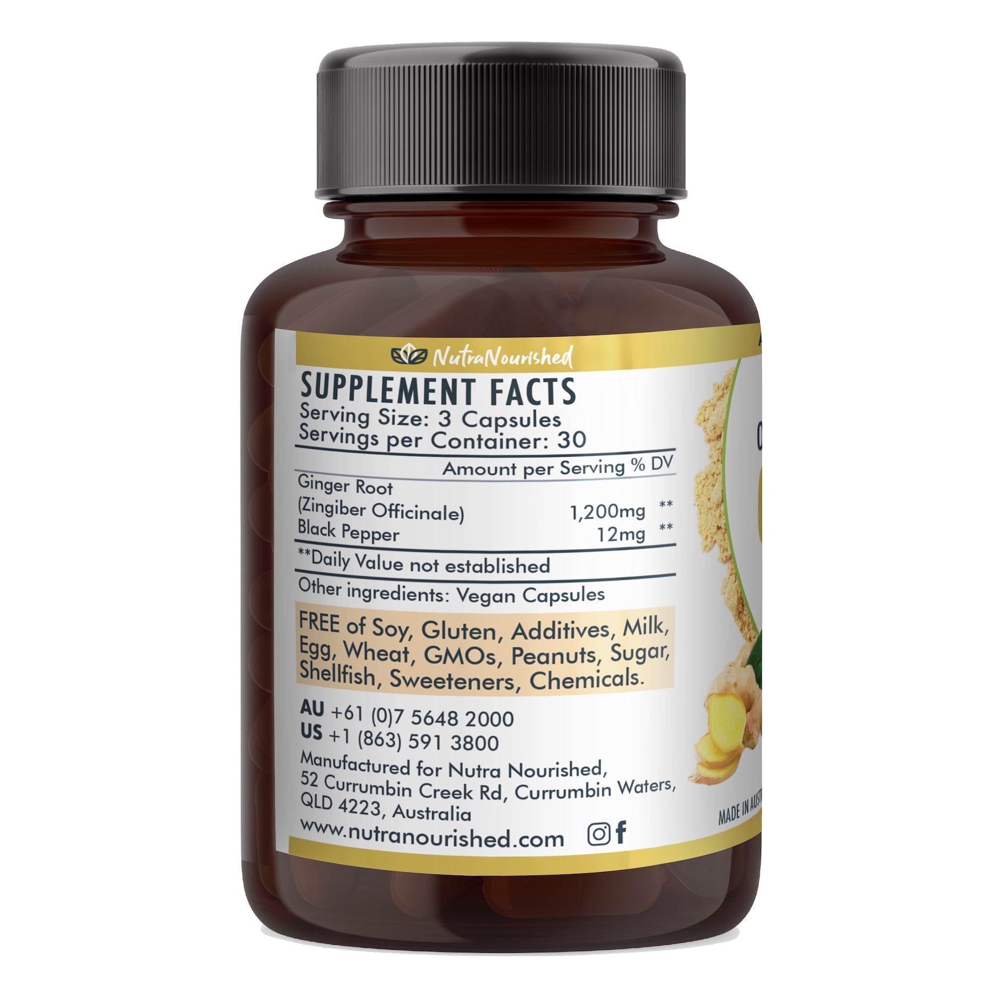 Ginger Capsules Organic Vegan - Health & Beauty > Nutrition & Supplements > Vitamins & Supplements