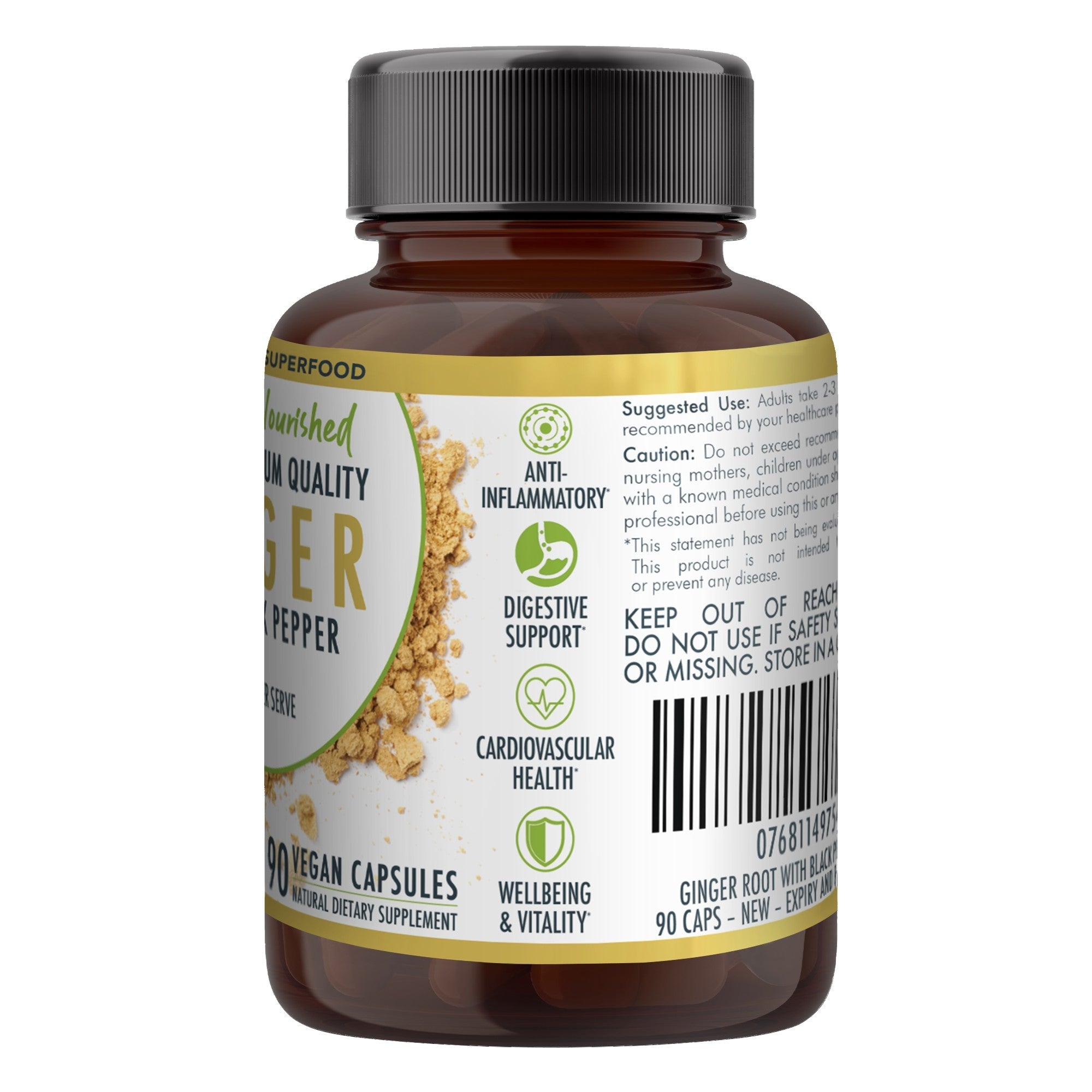 Ginger Capsules Organic Vegan - Health & Beauty > Nutrition & Supplements > Vitamins & Supplements