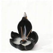 Gold Zen Lotus Waterfall Backflow Aroma Diffuser - Premium Elegant Resin Craft for Meditation & Yoga, 10cm Compact Design